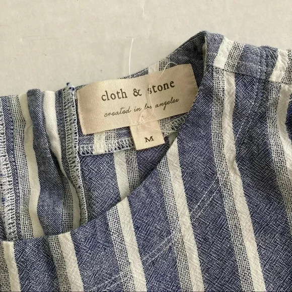 CLOTH & STONE Button Back Frayed Stripe Tank‎ Medium - Picture 5 of 8